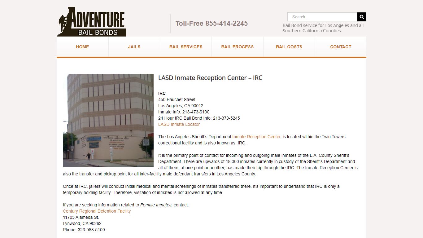 LASD Inmate Reception Center - IRC | Arrest, Jail & Bail Bond Info